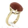 14k Yellow Gold 18x13mm Oval Cabochon Orange Prong Set Agate Solitaire Ring