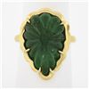 Image 2 : NEW 18K Gold 9.99 ctw GIA Carved Scalloped Pear Cabochon Emerald Cocktail Ring