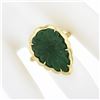Image 4 : NEW 18K Gold 9.99 ctw GIA Carved Scalloped Pear Cabochon Emerald Cocktail Ring