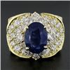 Image 3 : Estate 18K Gold 10.72 ctw GIA Oval Sapphire & Diamond Statement Cocktail Ring
