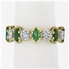 Image 7 : 14K Yellow Gold 2.30 ctw Round Diamond & Marquise Emerald Stack Eternity Band Ri
