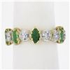 Image 8 : 14K Yellow Gold 2.30 ctw Round Diamond & Marquise Emerald Stack Eternity Band Ri