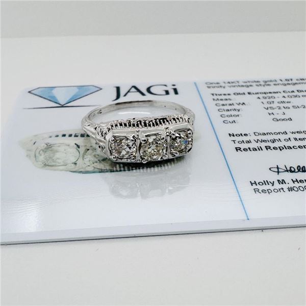 1.07 ctw Diamond 14KT White Gold Trinity Engagement Ring