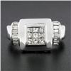 Image 2 : 18k White Gold 1.04 ctw Princess & Baguette Cut Diamond Square Geometric Ring