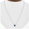 NEW 14K White Gold 1.07 ctw Round Sapphire & Diamond Halo Pendant Chain Necklace