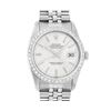 Rolex Mens Stainless Steel 36MM Silver Index White Gold Bezel Datejust Wristwatc