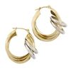 Image 4 : Solid 14K Two Tone Gold Polished Tubes Large 25.2mm Hallow Design Hoop Earrings