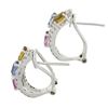 Image 4 : Solid 14k White Gold 3.10 ctw Multi Color Sapphire & Diamond Omega Cuff Earrings