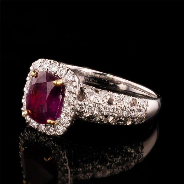 1.76 ctw UNHEATED Purple Pink Kashmir Sapphire & 0.87 ctw Diamond 18K YG Ring (G