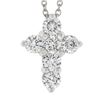 Image 2 : New Platinum 1.53 ctw Shared Prong Round Brilliant Diamond Cross Pendant w/ Chai