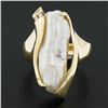 Image 2 : Vintage Sterllman 14k Yellow Gold Baroque Pearl w/ Diamond Free Form Ring