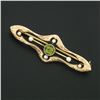 Image 2 : Antique Victorian 14k Gold Peridot Seed Pearl Hand Engraved Open Bar Brooch Pin