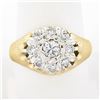 Image 1 : Men's Vintage 14K Two Tone Gold 0.80 ctw Round Diamond Brushed Finish Cluster Ri