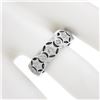 Image 3 : Solid 18K White Gold 0.76 ctw Star Pave & Bezel Diamond Open Work Wide Band Ring