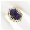 Image 3 : Large Vintage 18K Gold Amethyst & Diamond Twisted Wire Open Work Cocktail Ring