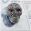Image 1 : 2.84 ctw Diamond and 0.04 ctw Ruby 18K Black Gold Pave Skull Pendant