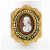 Antique Victorian Etched GF Carved Agate Cameo Solitaire Ring w/ 10k Gold Shank