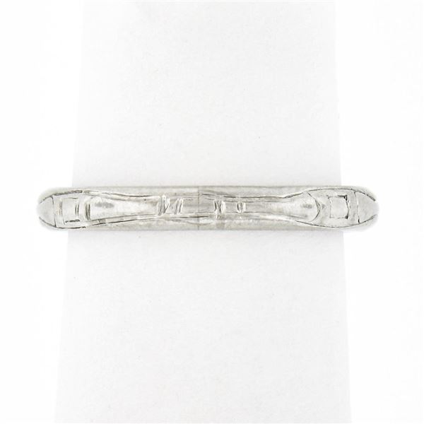 Antique Art Deco Tiffany & Co. Platinum 2.6mm Detailed Engraved Stack Band Ring