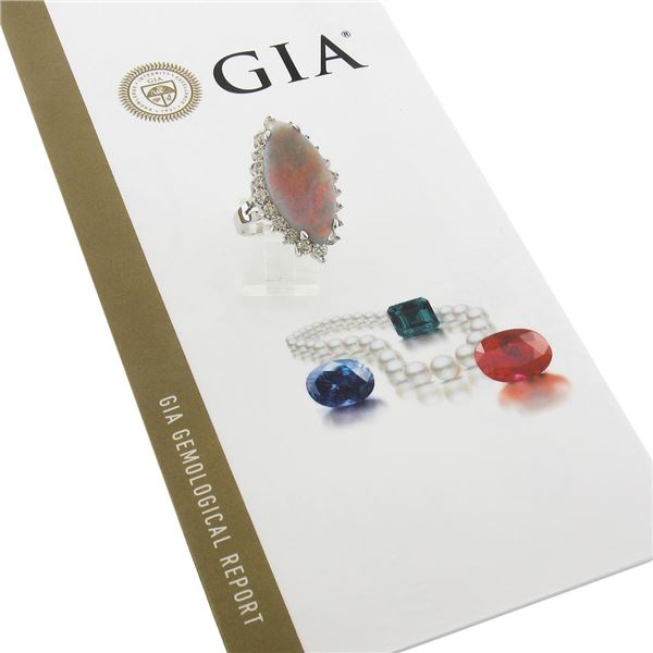 Vintage 14k Gold 10.28 ctw GIA Marquise Cabochon Opal & Diamond Halo Cocktail Ri