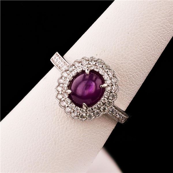 2.66 ctw UNHEATED Star Ruby and 0.43 ctw Diamond Platinum Ring (GIA CERTIFIED)