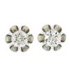 NEW 14K White Gold 0.76 ctw European Diamond Buttercup Prong Flower Stud Earring