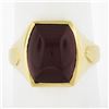 Image 1 : Men's 14k Gold Cabochon Custom Cut Red Stone Bezel Solitaire Cocktail Ring