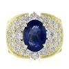 Image 5 : Estate 18K Gold 10.72 ctw GIA Oval Sapphire & Diamond Statement Cocktail Ring