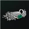 Image 4 : Antique Handmade Platinum 7.3 ctw GIA Colombian Emerald Round Diamond Wire Brooc