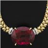 Image 6 : 18K Two Tone Gold 12.82 ctw GIA Large Oval Red Rubellite Tourmaline 16" Necklace