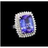 GIA Cert 19.22 ctw Tanzanite and Diamond Ring - 14KT White Gold