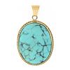 Image 1 : Vintage 14k Gold Oval Cabochon Bezel Set Turquoise w/ Twisted Wire Frame Pendant
