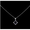 18KT White Gold 3.18 ctw Sapphire and Diamond Pendant With Chain