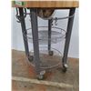 Image 3 : *Rolling Metal Table with Wood Top, Cannot Ship
