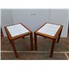 Image 1 : *(2) Wooden Sidetables with Tiletops , Cannot Ship