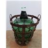 Image 1 : *Glass Demijohn Green Glass Bottle w/Metal Cage - 26"T x 20"W - CANNOT SHIP