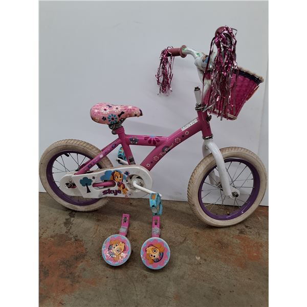 ** Pink Paw Patrol Childrens Bicycle w/Training Wheels - 14" Tires - Tires Need Air, As Is - CANNOT
