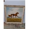 Image 1 : * "Flying Horses" Oil Painting in Wood Frame by Artist Barry Bill - 42.5" x 43" - CANNOT SHIP