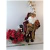 Image 1 : Christams Galore Lot, Gold Sled Basket of Flowers, 2 Foot Santa, Nutcracker, Angel Decor