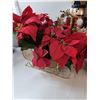 Image 2 : Christams Galore Lot, Gold Sled Basket of Flowers, 2 Foot Santa, Nutcracker, Angel Decor