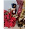Image 3 : Christams Galore Lot, Gold Sled Basket of Flowers, 2 Foot Santa, Nutcracker, Angel Decor