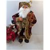 Image 4 : Christams Galore Lot, Gold Sled Basket of Flowers, 2 Foot Santa, Nutcracker, Angel Decor