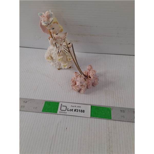 Porcelain Lady With Pink Poodles