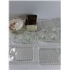 Image 3 : (10) 11″ Glass Trays, (8) 3″ Glass Tea Cups, J&Q Meakin Flower Bowl, Metal Tin