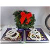 Image 1 : 20″ Christmas Wreath, (2) 16″ Christmas Lites Snowman, Angel