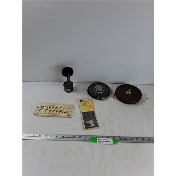 (2) Tape Measures, Goodyear Vulc-Patch Kit, Camel Rubber Repair Kit