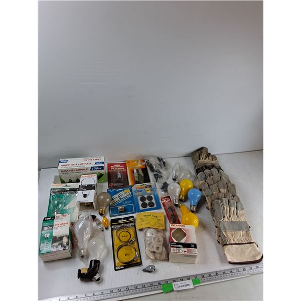 Hose Clamps, Assorted Light Bulbs, Workgloves, Misc - As Is CANNOT SHIP