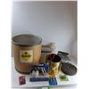Image 1 : Round Container 15'', Assorted Candles, Garage Door Bottom, Misc - As Is CANNOT SHIP