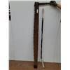 Image 1 : ** Vintage Wood Double Handle Style Saw & Sherwood 19K Sr Hockey Stick - CANNOT SHIP - 66" Tall - CA