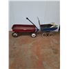 Image 1 : ** Little Red Wagon (Some Wear) & Vintage Doll Carriage (Worn) - CANNOT SHIP