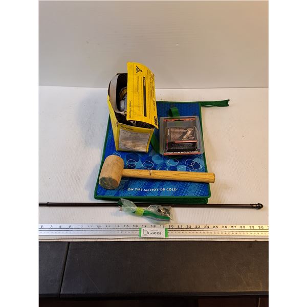 3M Respirator, Rubber Mallet, Ram Mount, Curtain Rod, Insulated Bag
